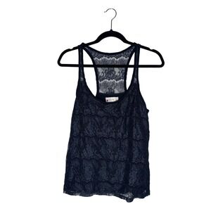 Abercrombie & Fitch Lace Racerback Tank Top Womens M Navy Excellent Floral Boho